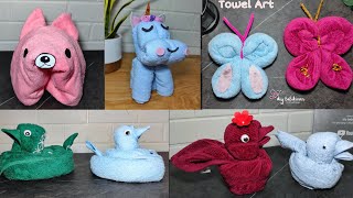 5 Folding Towel Art Towel Folding Animals [upl. by Richey99]