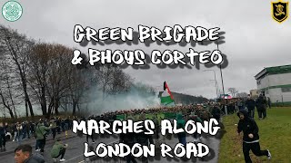 Green Brigade amp Bhoys Corteo Marches Along London Road  Celtic 2  Livingston 0  231223 [upl. by Sucramad]