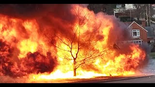 Dramatic tractor fire near Welshpool [upl. by Delwyn626]