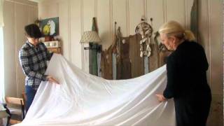 How To Make A Bed With A Flat Smooth White Linen Sheet [upl. by Arbmik]