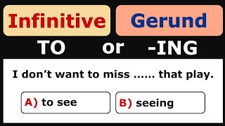 GERUNDing or INFINITIVE to  Grammar Quiz [upl. by Dara]