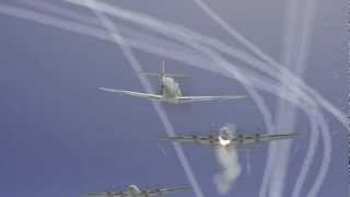 B17 bomber shot down by a Bf109 in a single head on pass Slow Motion [upl. by Rame773]