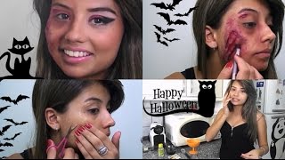 Receita Latex Caseiro e Tutorial de Cicatrizes e MaquiagemHalloween Makeup [upl. by Adnorrehs]