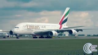 Emirates A380800 powerfull takeoff GP7200 engines [upl. by Akehsat]