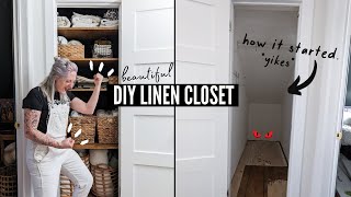 I built this entire linen closet by myself  DIY Closet Transformation Part 1 [upl. by Chrisse]