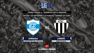 Gimnasia y Esgrima CdU vs Liniers Bahía Blanca  Desempate por el descenso  Torneo Federal A [upl. by Enrev961]