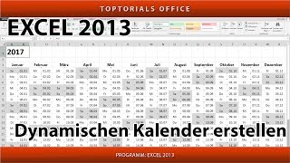 Dynamischen Kalender erstellen  Download Excel [upl. by Alsworth715]