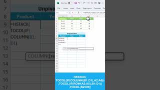 Excel Hack Unpivot Data Easily with Formula excelformula [upl. by Willdon]