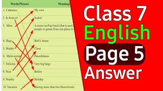 English  Class 7 page 5 solution  সপ্তম শ্রেণীর ইংরেজি পেজ ৫ এর উত্তর [upl. by Zulema558]