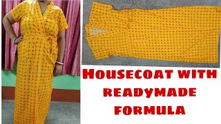 Housecoat cutting and stitching  Housecoat making with English subtitles  Housecoat [upl. by Hulburt]