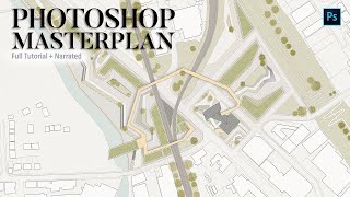 Updated How to Render Master PlanSite Plan Architecture in Photoshop [upl. by Yonah]