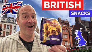 American Man Tries British Snacks for the First Time  Crunchie Rocks [upl. by Garmaise]