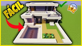 🏡 CÓMO HACER una CASA MODERNA CON PISCINA en MINECRAFT FACIL PASO A PASO 👌  CASA MODERNA [upl. by Eidaj780]