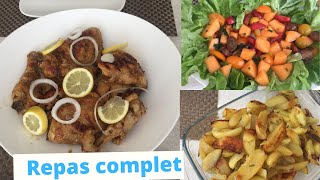 CUISSE DE POULET BRAISÉSALADE MELON TOMATESFRITES AU FOURCUISSE DE POULET YAKO TUMBA [upl. by Udella]