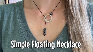 How to make a simple floating necklace Unique single strand bead and ring necklace [upl. by Yawnoc]