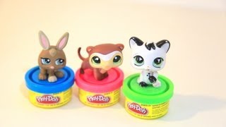 Littlest Pet Shop Play with PlayDoh toys LPS Fashion Show [upl. by Ahsinut]