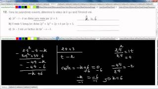 Secondaire 4 SN Québec Division de polynômes résolutions de problèmes exercice 12 [upl. by Kenzi15]