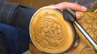 Finishing leather edges with beeswax [upl. by Don]