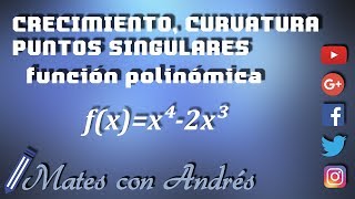 Crecimiento curvatura y puntos singulares de una función polinómica 02 BACHILLERATO MATEMÁTICAS [upl. by Onitram762]