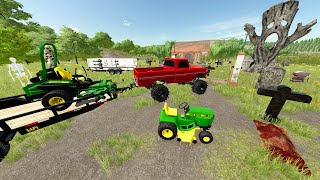 Mowing Abandoned Cemetary and Mansion  Farming Simulator 22 [upl. by Elyagiba]