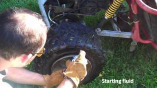 How to seat inflate a tire with starter fluid [upl. by Anerrol41]