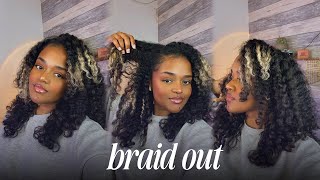 braid out on natural hair  moisturized amp fluffy curls [upl. by Aremaj]