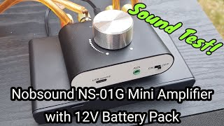 Nobsound NS01G Mini Bluetooth Power Amplifier  12V Battery Pack Sound Test [upl. by Etom]