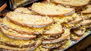 LONDON STREET FOOD BOROUGH MARKET BIG GRILLED CHEESE SANDWICH INTERNATIONAL STREET FOOD [upl. by Tongue]