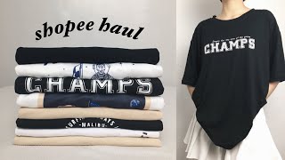 oversized shirts affordable SHOPEE tryon haul printed graphic amp statement shirts [upl. by Margarette590]