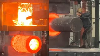 Hydraulic Press Tube Forging Processes  Machinery Sounds  Art of Forging [upl. by Eciram319]