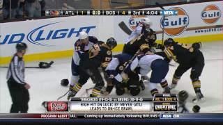 BruinsThrashers line brawl uncut NESN 1080p HD 122310 [upl. by Gabbie]