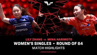 Lily Zhang vs Miwa Harimoto  WS R64  Singapore Smash 2024 [upl. by Alian47]