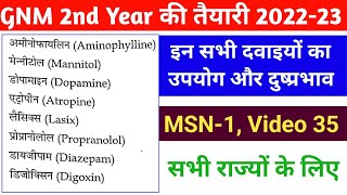 Medical Surgical NursingIमहत्त्वपूर्ण दवाईयां और उपयोग दुष्प्रभाव Video 35 GNM 2nd Year 202223 [upl. by Aicnelev375]