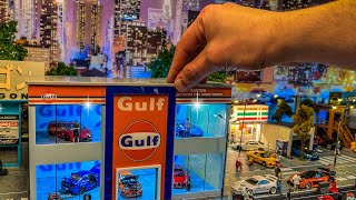 GULF CARPARK DIORAMA  164 Scale Major CityScape Layout Miniature figurines and cars [upl. by Sonafets]