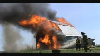 Dwight Fire IL Controlled Burn and Training 6252011 Firefighter BARN BURN [upl. by Ladew]