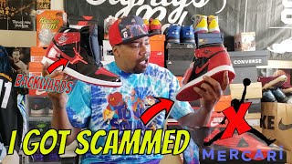 I GOT SCAMMED I GOT A FAKE PAIR OF AIR JORDAN 1 HIGH BRED PATENT FROM MERCARI [upl. by Ydnar]