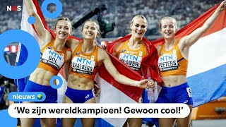 Estafettevrouwen winnen verrassend goud op WK atletiek [upl. by Enilram]