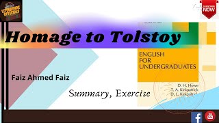 Homage to Tolstoy by Faiz Ahmed Faiz  Summary and Exercise  EnglishforUndergraduate [upl. by Granoff]