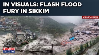 Sikkim Flash Floods Moments Of Horror As Cloudburst Wipes Out Roads Bridges 23 Soldiers Missing [upl. by Aivila49]