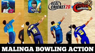 Malinga Bowling Action Rc22 vs Wcc3 vs Rc20 vs Wcc2 [upl. by Yessac]