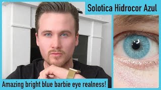 Solotica Hidrocor Azul Review  Bright Blue Contact Lenses [upl. by Elleynad]