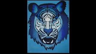 Painting A Blue Monochromatic Tiger Portrait [upl. by Eicnarf]