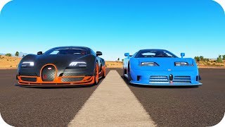 BUGATTI VEYRON SS vs BUGATTI EB110 SS  MOTOR W16 80 QUAD TURBO  FH3 [upl. by Aivlys]