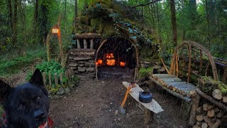 30 Days SOLO SURVIVAL CAMPING In RAIN  Building Warm BUSHCRAFT SHELTERS with FIREPLACE Full Video [upl. by Yendroc163]