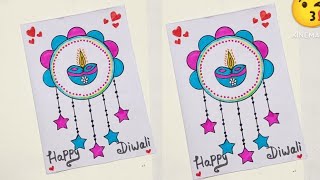 Beautiful white Diwali greeting card making ideas 😘how to make diwali cardDiwali card making [upl. by Macey]