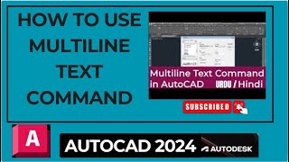 Multiline Text Command in AutoCAD 2024 [upl. by Drarrej]