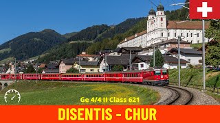 Cab Ride DisentisMustér  Chur along Switzerland’s Grand Canyon RhB train drivers view in 4K [upl. by Maillliw]