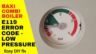 Baxi Combi Boiler  E119 Error Code  Low Pressure  Easy DIY Fix [upl. by Aneelad491]