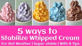 Stable whipped cream frosting for hot weather  5 ways to stabilize whipped cream  Cake frosting [upl. by Horwitz]