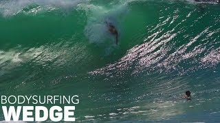 Bodysurfing EPIC WEDGE  August 17  RAW FOOTAGE [upl. by Adnileb597]